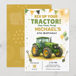Invitation à la fête d'anniversaire du tracteur