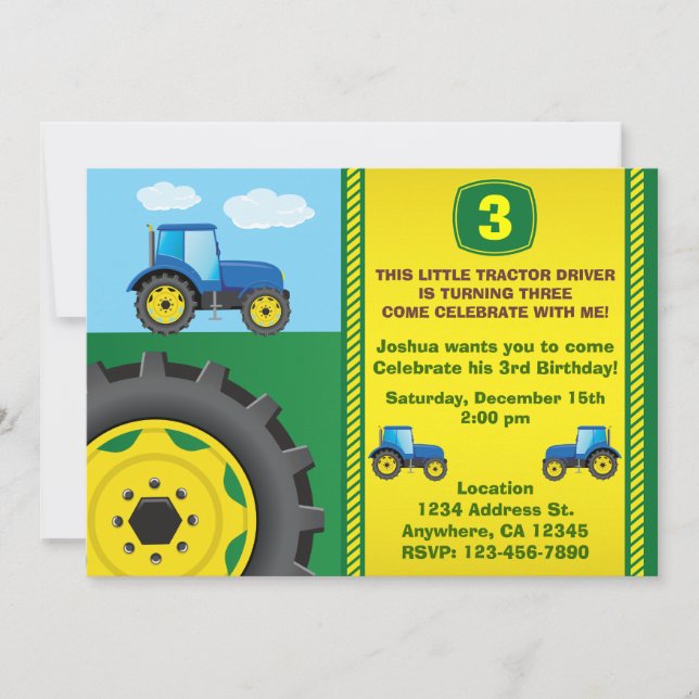 Invitation à la fête d'anniversaire du tracteur, q (Devant)