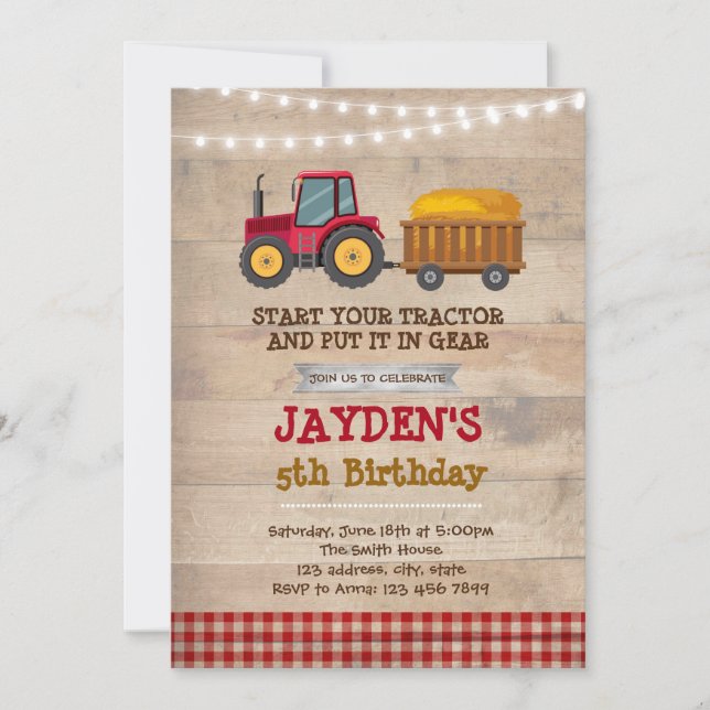 Invitation à la fête d'anniversaire du tracteur ro (Devant)