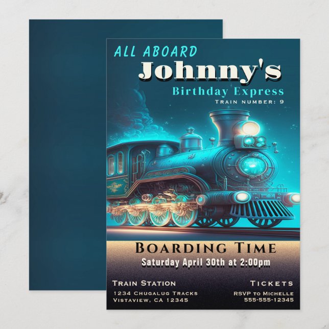 Invitation à la fête d'anniversaire du train (Devant / Derrière)