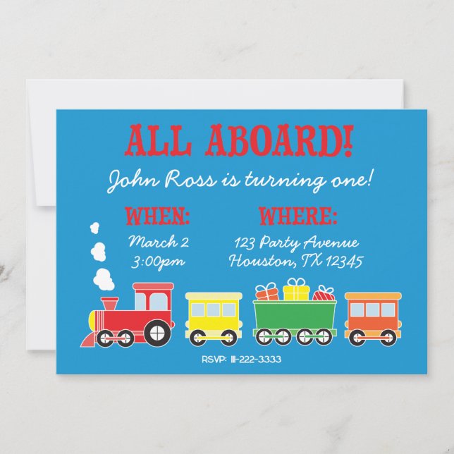 Invitation à la fête d'anniversaire du train (Devant)