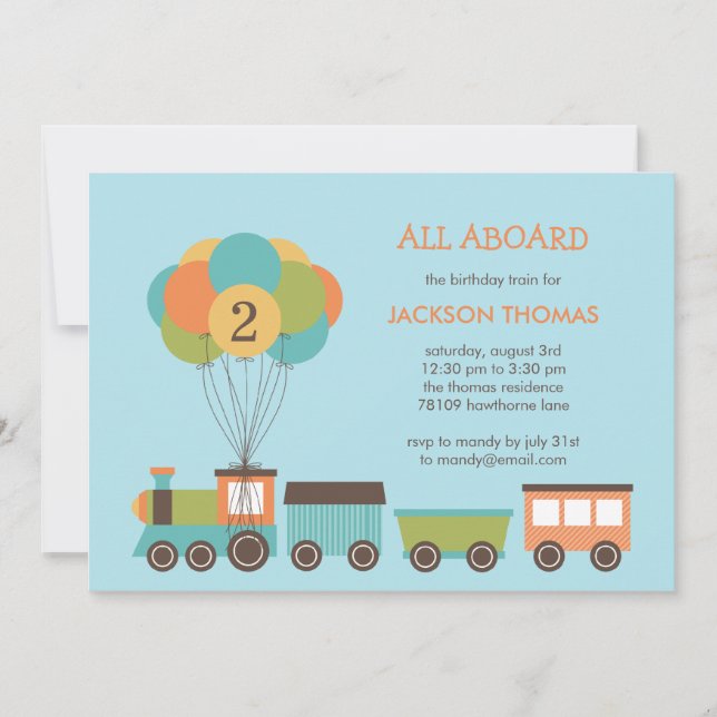 Invitation à la fête d'anniversaire du train (Devant)