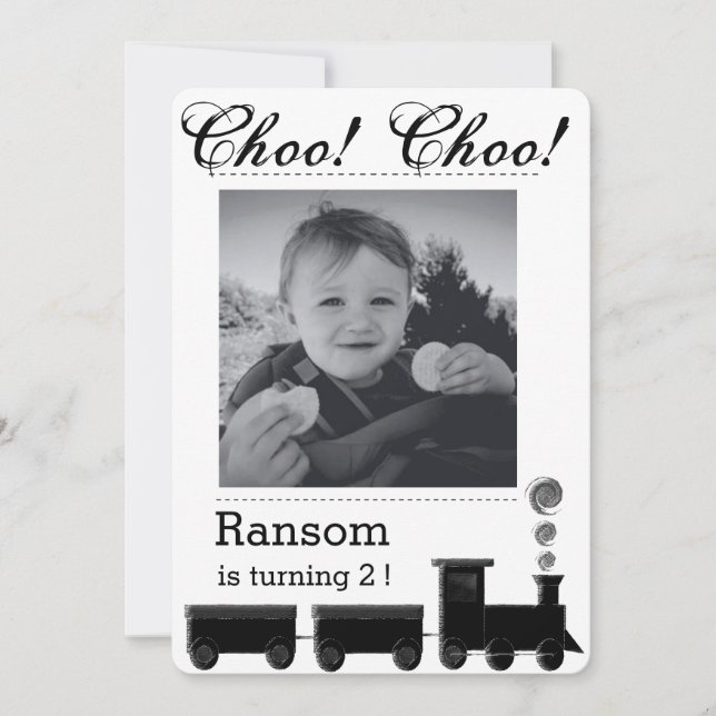 Invitation à la fête d'anniversaire du train pour  (Devant)