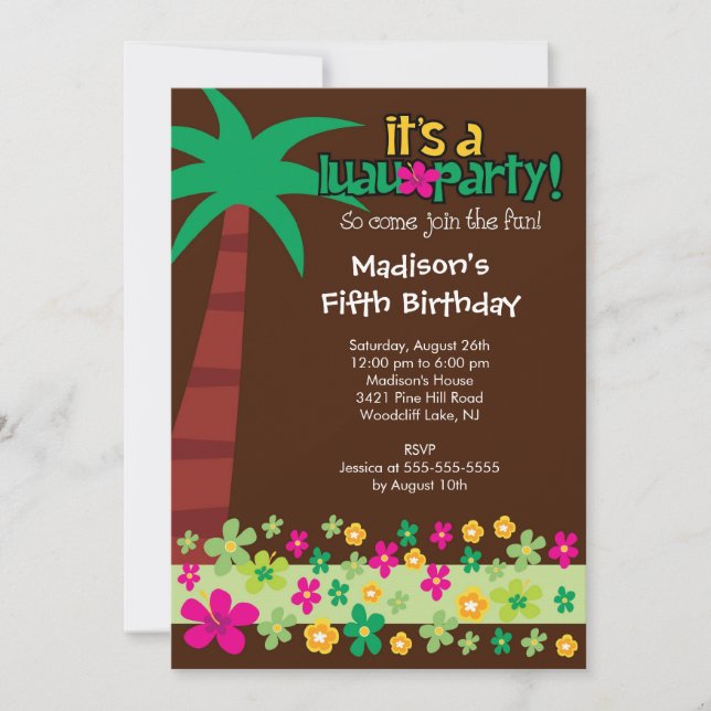Invitation à la fête d'anniversaire du Tropical Lu (Devant)