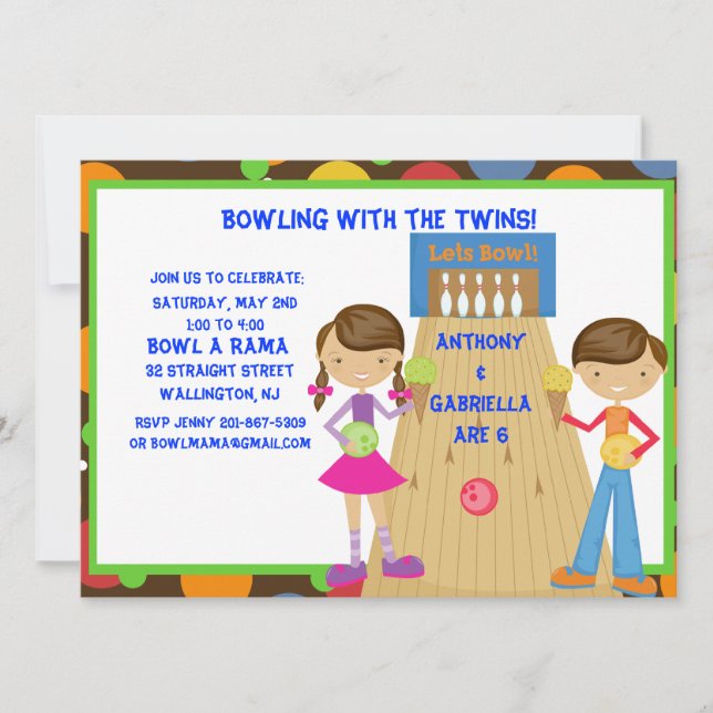 Invitation à la fête d'anniversaire du Twin Bowlin (Devant)
