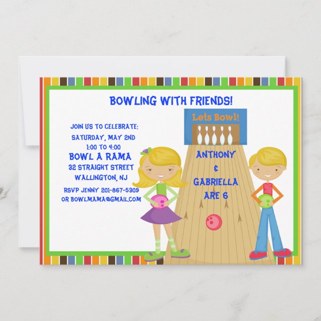 Invitation à la fête d'anniversaire du Twin Bowlin (Devant)