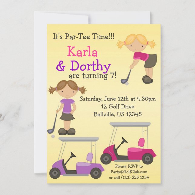 Invitation à la fête d'anniversaire du Twin Girl G (Devant)