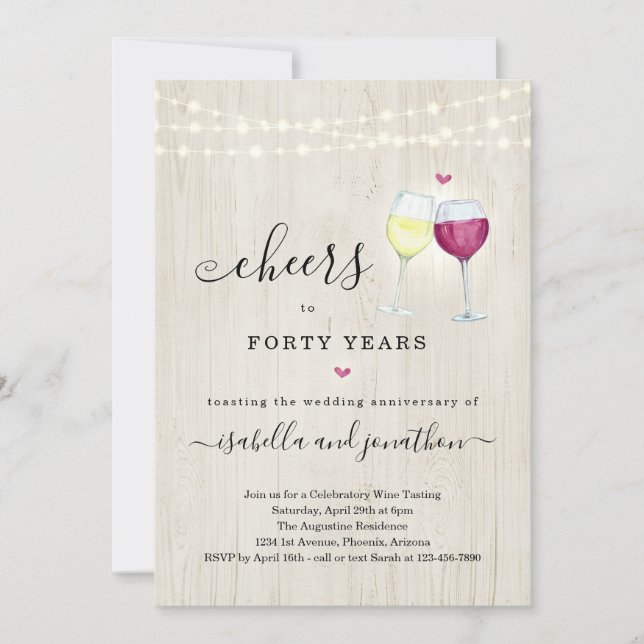Invitation à la fête d'anniversaire du vin (Devant)