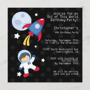Invitation à la fête d'anniversaire d'un astronaut