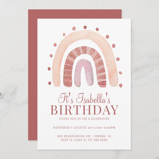 Invitation à la fête d'anniversaire d'un enfant ar (Devant / Derrière)