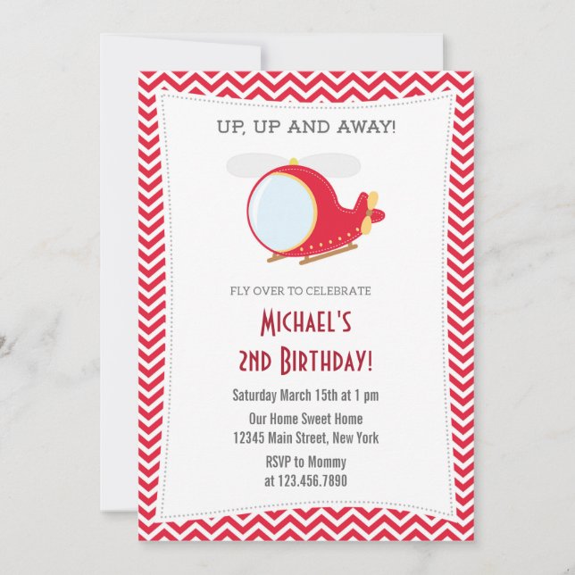 Invitation à la fête d'anniversaire d'un hélicoptè (Devant)