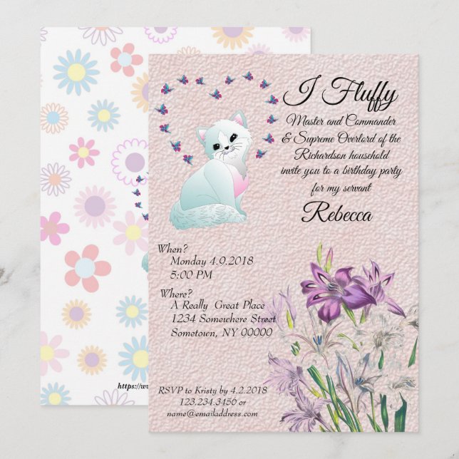 Invitation à la fête d'anniversaire faite par un c (Devant / Derrière)