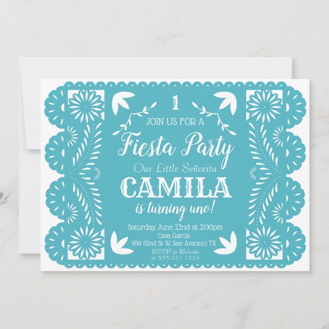 Invitation à la fête d'anniversaire Fiesta Papier  (Devant)