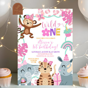 Invitation à la fête d'anniversaire Girl Safari Bi