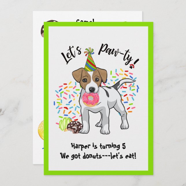 Invitation à la fête d'anniversaire Jack Russell T (Devant / Derrière)