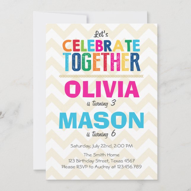 Invitation à la fête d'anniversaire jumelle (Devant)
