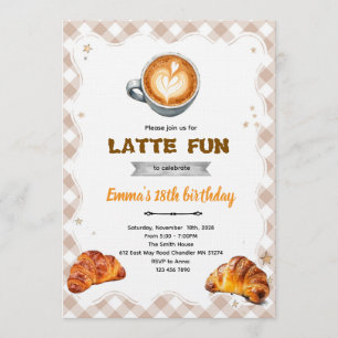Invitation à la fête d'anniversaire Latte Brunch 