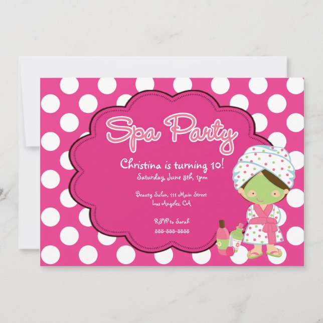 Invitation à la fête d'anniversaire le jour Spa (Devant)