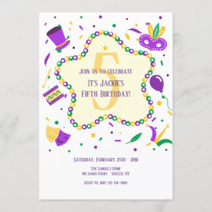 Invitation à la fête d'anniversaire Mardi Gras