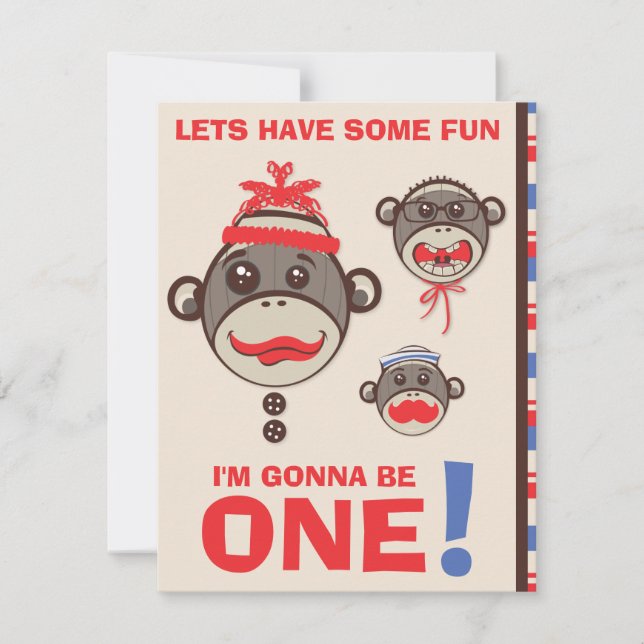 Invitation à la fête d'anniversaire Monkey Busines (Devant)