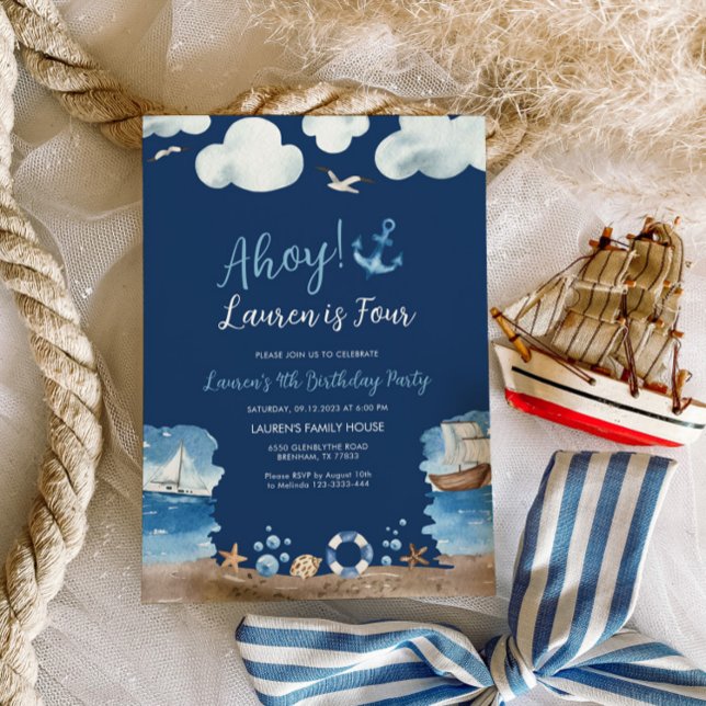 Invitation à la fête d'anniversaire nautique de la (Créateur téléchargé)