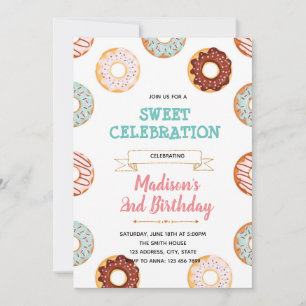 Invitation à la fête d'anniversaire Oh baby donut