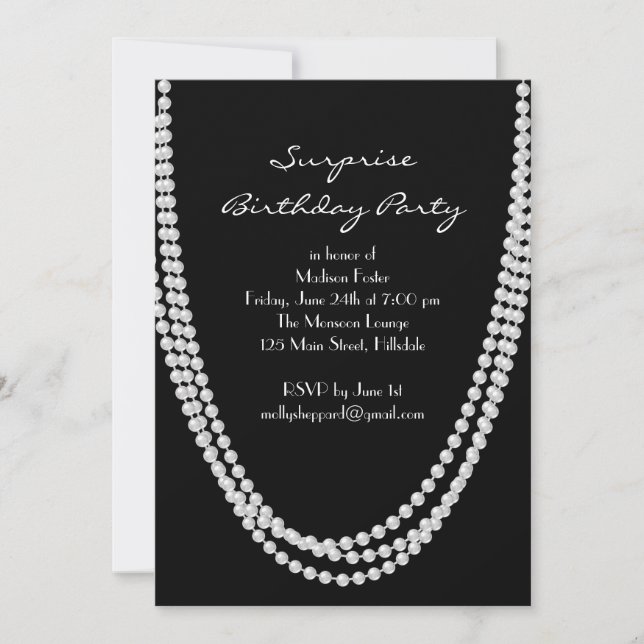 Invitation à la fête d'anniversaire Pearl Surprise (Devant)