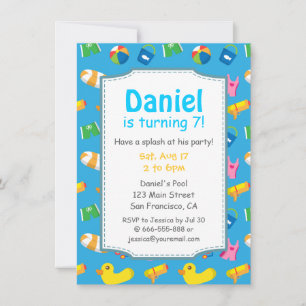 Invitation à la fête d'anniversaire Piscine Splash