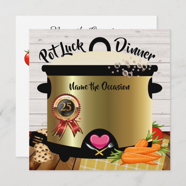 Invitation à la fête d'anniversaire Pot Luck Versi (Devant / Derrière)