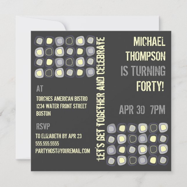 Invitation à la fête d'anniversaire pour adultes (Devant)