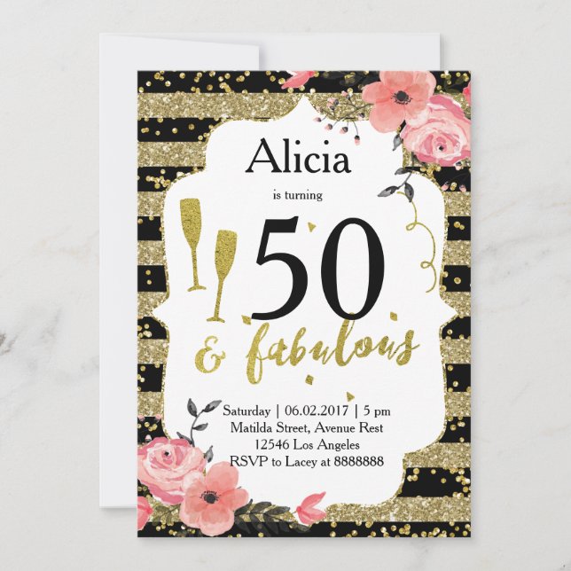 Invitation à la fête d'anniversaire pour adultes G (Devant)