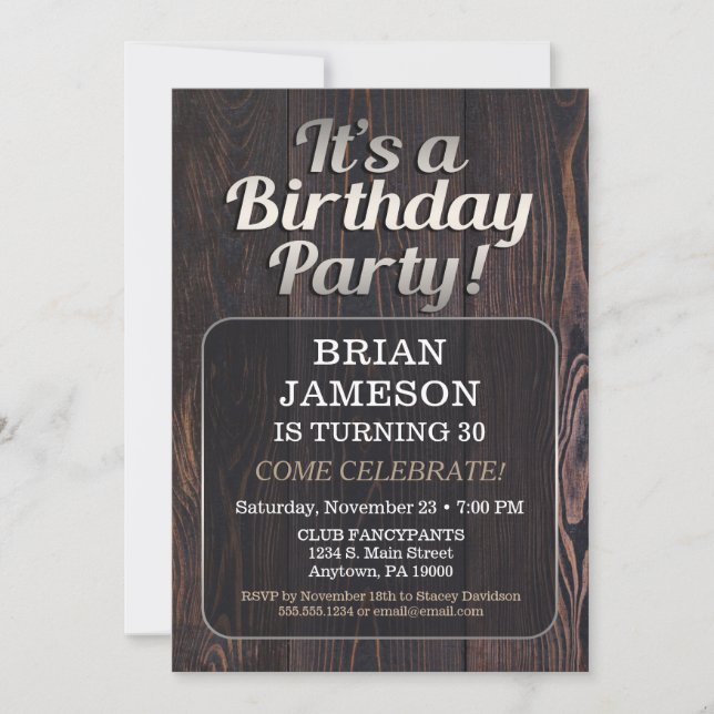 Invitation À La Fête D'Anniversaire Pour Homme Adu (Devant)