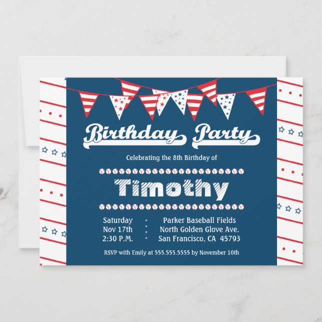 Invitation à la fête d'anniversaire pour le baseba (Devant)