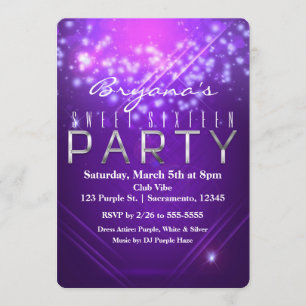 Invitation à la fête d'anniversaire Purple Sparkle