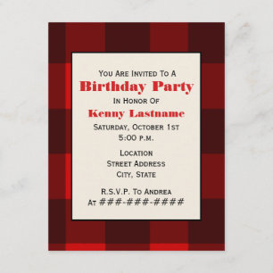 Invitation à la fête d'anniversaire Red & Black Pl