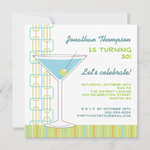 Invitation à la fête d'anniversaire Retro Blue Mar