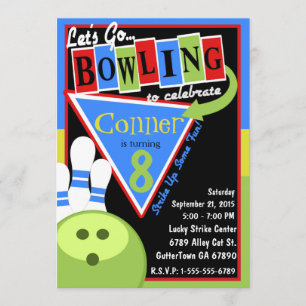 Invitation à la fête d'anniversaire Retro Bowling