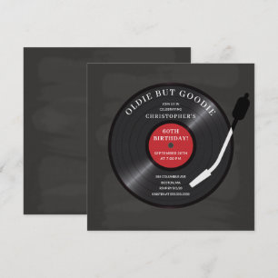 Invitation à la fête d'anniversaire Retro Vinyl Re