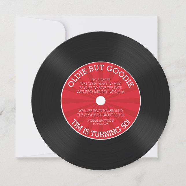 Invitation à la fête d'anniversaire Retro Vinyl Re (Devant)