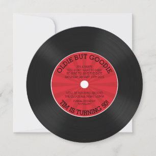 Invitation à la fête d'anniversaire Retro Vinyl Re