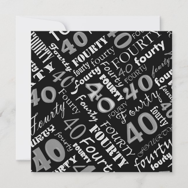 Invitation à la fête d'anniversaire Silver & Black (Devant)