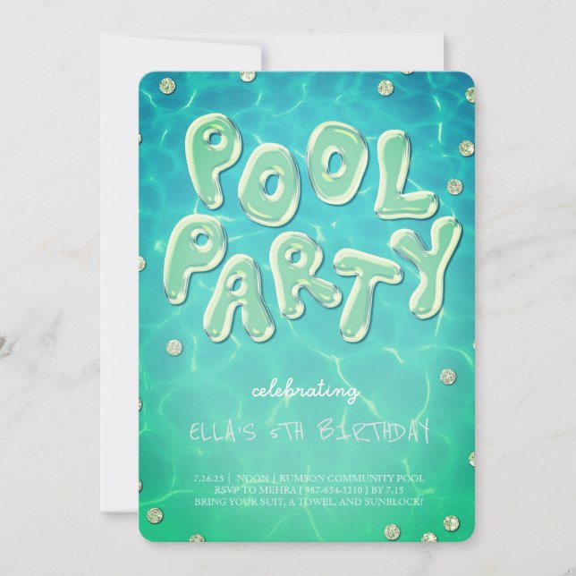 Invitation à la fête d'anniversaire Splash Bash Pi (Devant)