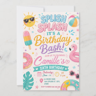 Invitation à la fête d'anniversaire Splish Splash