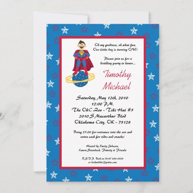 Invitation à la fête d'anniversaire Super Hero Kid (Devant)