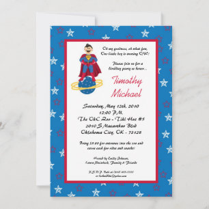 Invitation à la fête d'anniversaire Super Hero Kid