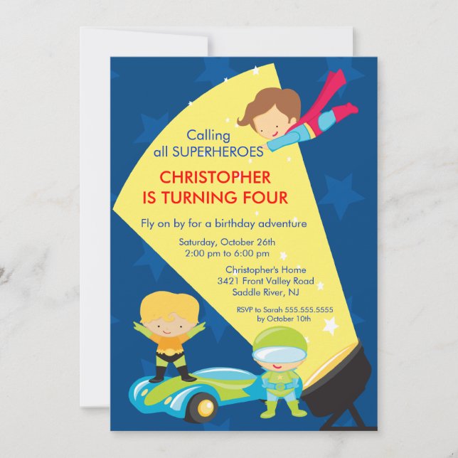 Invitation à la fête d'anniversaire Superhero (Devant)