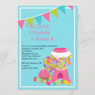 Invitation à la fête d'anniversaire Sweet Candy Ba