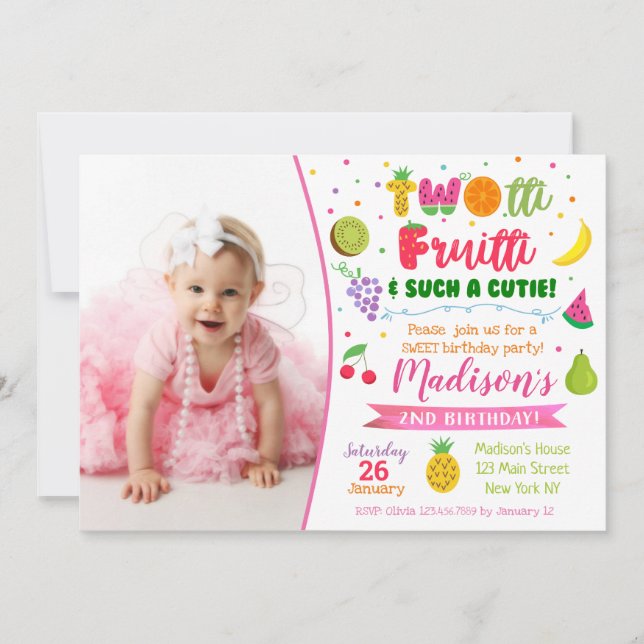 Invitation à la fête d'anniversaire Twotti frutti (Devant)