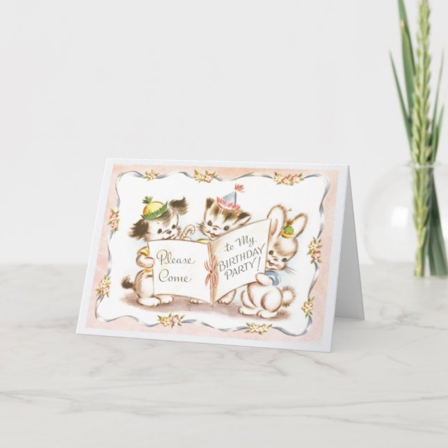 Invitation à la fête d'anniversaire vintage (Devant)