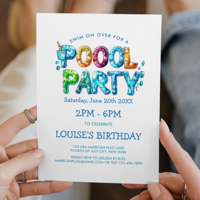 Invitation à la fête dans la piscine aux lettres v (Créateur téléchargé)